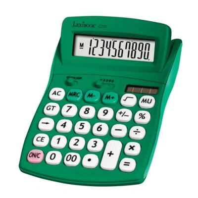 Image of Lexibook, FRUITIES® Desktop calculator with tilting display, 10 digits, Basic and advanced functions, Large keys, Solar battery powered, Green, C210B