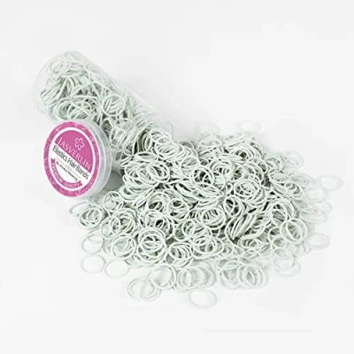 Image of JASVERLIN Small White Rubber Bands for Hair, Tiny Mini Hair Ties Elastic RubberBands Ponytail Holder Scrunchies Girls Women 1/2 inch 1000 pcs