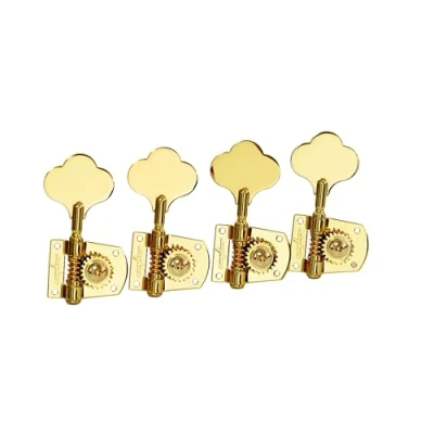 Image of Guyker Bass Machine Head (4 for Right) 1:21 Ratio Gear Open Frame Tuners Tuning Key Pegs Replacement Electric Jazz Guitar or Precision Instruments, Gold
