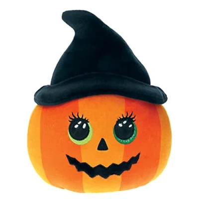 Image of Ty UK Ramona Pumpkin Squish a Boo 14&quot; Halloween 2022 Beanie Baby Soft Plush Toy Collectible Cuddly Stuffed Teddy, Multicoloured, 39346
