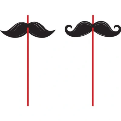 Image of Party Bags 2 Go Moustache Madness Straws, 6pk