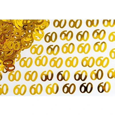 Image of SHATCHI 14g Gold 60th Birthday Confetti Foil Metallic Glitz Table Scatter Sprinkles Age Bday Party Decorations,12mm