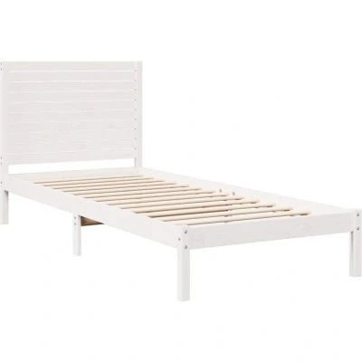 Image of vidaXL Extra Long Bed Frame without Mattress White 90x220 cm Solid Wood