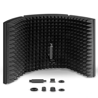 Image of Isolation Shield,Aokeo Professional Microphone Shield,Foldable Adjustable Mic Isolator Panel, For Any Condenser Recording Equipment Studio (AO 403)