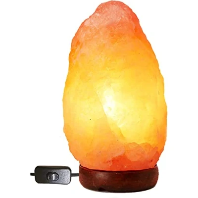 Image of Salt Lamp with Dimmer Switch Finest 100% Natural Himalayan 2 3KG Hand Crafted Wooden Base Crystal Rock Lamps Pink Table