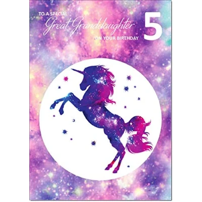 Image of doodlecards Great Granddaughter 5th Birthday Card Medium Size with Plain Envelope
