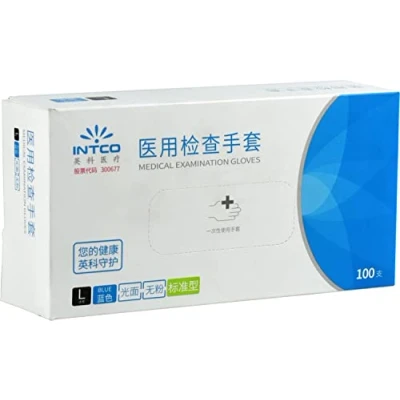 Image of Non Sterile Hygenic Disposable Blue Vinyl Gloves Powder Free Latex 100pcs (L)