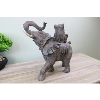 Image of Caths Direct Mother Elephant with Young Elephants Climbing On Her Back Figurine