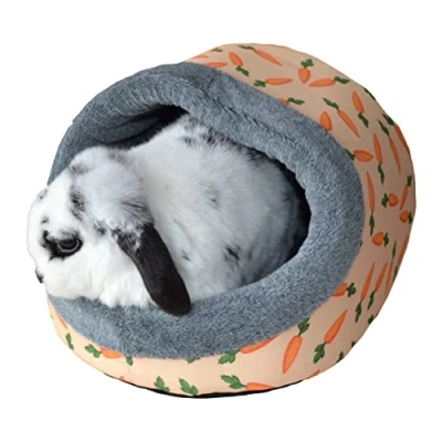 Image of Rosewood Carrot Plush Hooded Bed For Small Animals