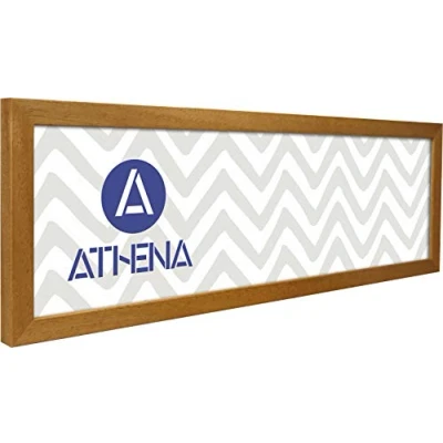 Image of Athena Panoramic Honey Oak Thin Block Premium Wood Picture Frame 24&quot; x 10&quot; 24 10 Photo 24x10 with Clear Styrene Sheet &amp; Wall Mounted Hook Inches