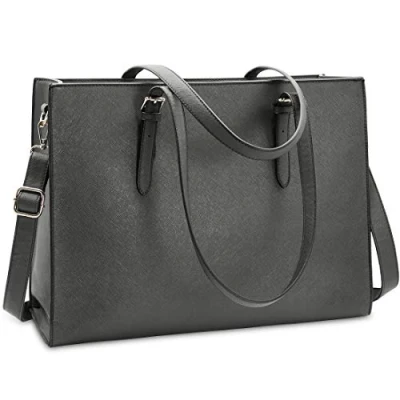 Image of NUBILY Laptop Bags for Women 15.7 inch Large Leather Tote Bag Ladies Handbag Computer School Shoulder Business Work Grey