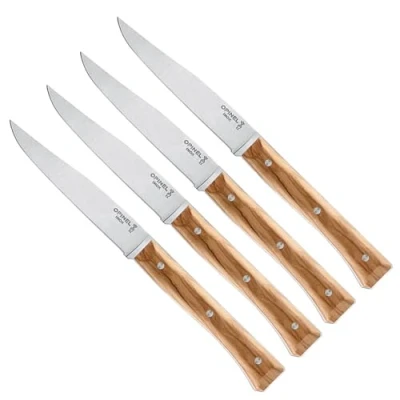 Image of Opinel Facette Olive 254646 Table Knife Set of 4 Made Stainless MA5 Steel