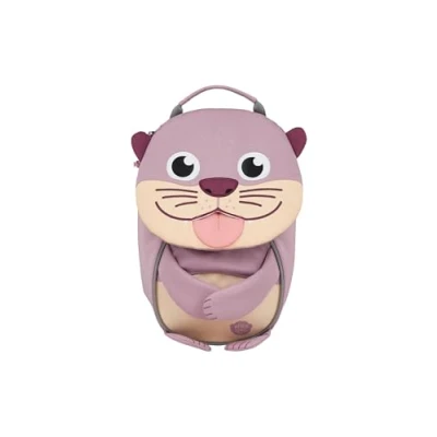 Image of Affenzahn Little Friend Nursery Backpack for 1 3 Years Old Ergonomic Reflective Pull Tongue with Name Plate, Otter Brown, Standard Size,