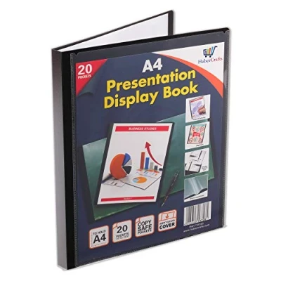 Image of A4 Display Book Certificate Folder 20 Pocket Folders With Plastic Pockets Presentation Sleeves Polly File (A4 Size 40 Views 12 Books)