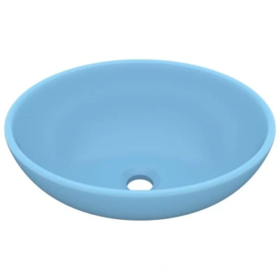 Image of vidaXL Luxury Basin Oval shaped Matt Light Blue 40x33 cm Ceramic