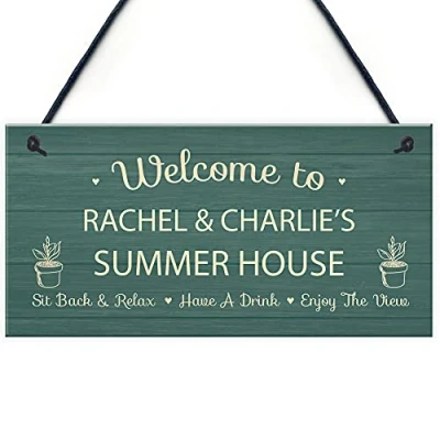 Image of RED OCEAN Personalised Summer House Plaque For Garden Novelty Shed Home Decor Sign