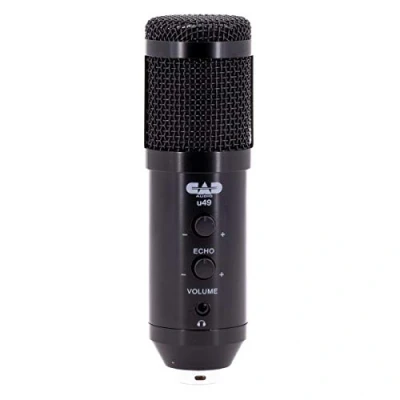 Image of CAD AUDIO, U49 USB large diaphragm condenser microphone (characteristic: cardioid, 20 Hz kHz, integrated A/D converter, for MAC or PC, incl: cable, windscreen, clamp and table stand), black