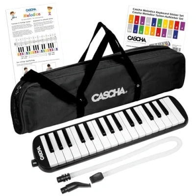 Image of CASCHA Melodica with bag and mouthpiece, instrument for children beginners, black, HH 2061