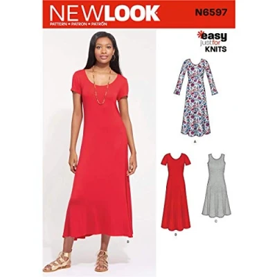 Image of NewLook New Look Pattern N6597 Misses&#039; Knit Dress, Paper, White, VARIOUS