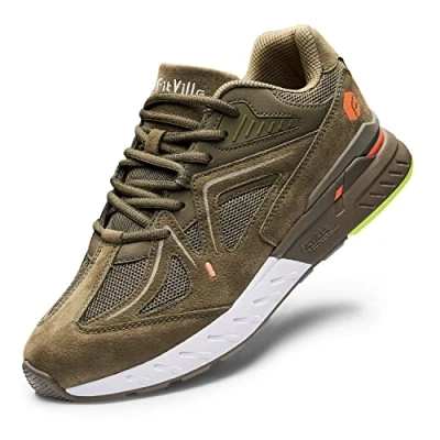 Image of Mens Extra Wide Fit Trainers Walking Shoes Comfortable Running Sneakers for Flat Feet Plantar Fasciitis Rebound Core, Army Green, 11.5 UK X