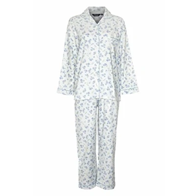 Image of Champion Blue Sea Womens Floral Warm Wyncette Cotton Pyjamas 12 14