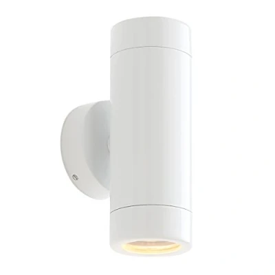 Image of Odyssey Gloss White Exterior Interior Up/Down GU10 Wall Light Spotlight Downlight Uplight IP65