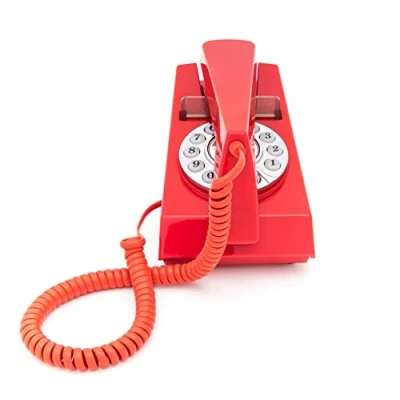 Image of GPO Trim Phone, Push Button Retro Landline Corded Telephone, Authentic Bell Ring for Home, Hotels (Red)