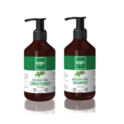 Image of ican London Rosemary Mint Strengthening Hair Shampoo + Conditioner 300ml Each Duo Set