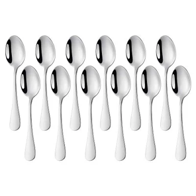Image of Meisha Teaspoons, Stainless Steel Tea Spoons Mirror Polishing Spoon Set Dishwasher Safe, of 12 Silver