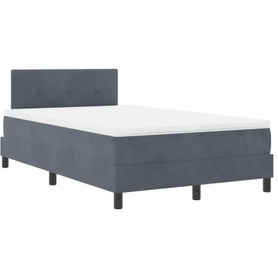 Image of vidaXL Box Spring Bed with Mattress &amp; LED Dark Grey 120x200 cm Velvet
