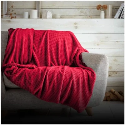 Image of GC GAVENO CAVAILIA Soft Throw, Fluffy Blankets For Sofas OR Settees, Thermal Warm Cosy Throws, Red, 150X200 Cm, 727408