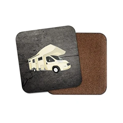 Image of Camper Van Cork Backed Drinks Coaster for Tea &amp; Coffee #4186 (2 Coaster)