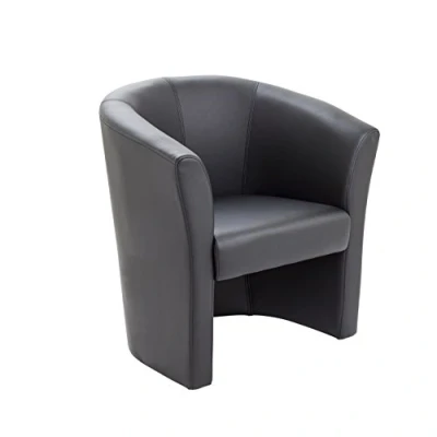 Image of Office Hippo Tub Reception Armchair Black Faux Leather