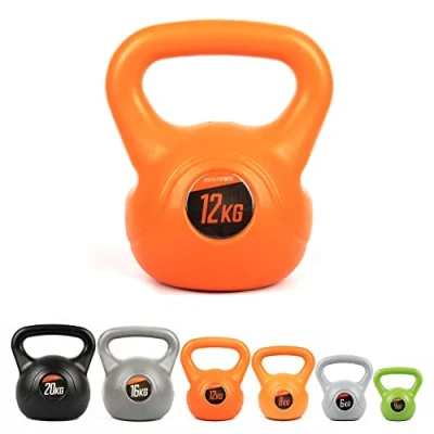 Image of Phoenix Fitness RY971 Vinyl Kettlebell Heavy Weight Kettle Bell for Strength and Cardio Training, Orange, 12KG