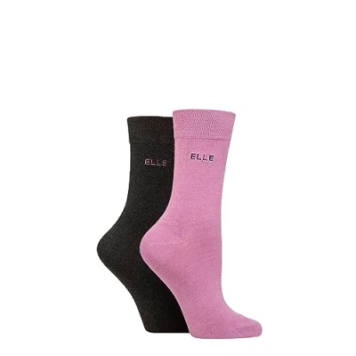 Image of Elle Ladies Bamboo Fibre Socks Soft, Breathable &amp; Cooling Plain in a Multipack of 2 Pairs Sizes 4 8 Smokey Pink