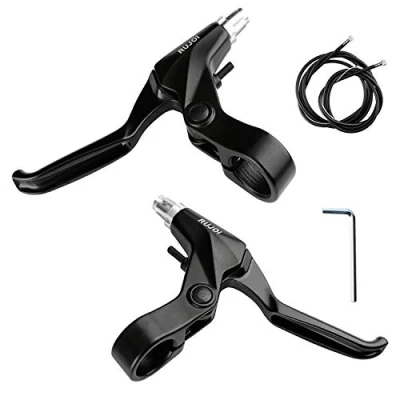 Image of RUJOI Bike Brake Lever Set,1 Pair Aluminum Alloy Bicycle Handle with 2 Set Cable Wire and Housing for Mountain Bike,MTB, Road Bike, Folding 2.2cm Diameter