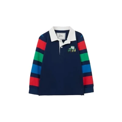 Image of LightHouse Boys&#039; Rafferty Cotton Stretch Jersey Top Kids&#039; Twill Collar Sweatshirt Green Tractor 5 6 Years