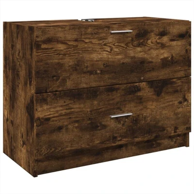 Image of vidaXL Sink Cabinet Smoked Oak 78x37x59 cm Engineered Wood