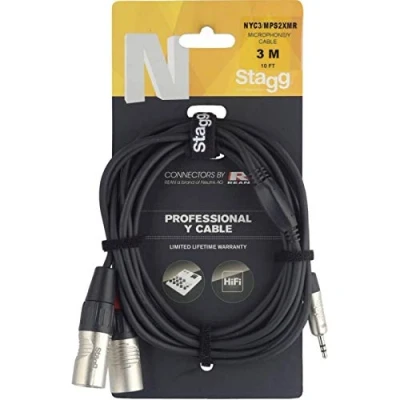 Image of Stagg N Series Y cable 3m Stereo Mini Jack/2x XLR Male
