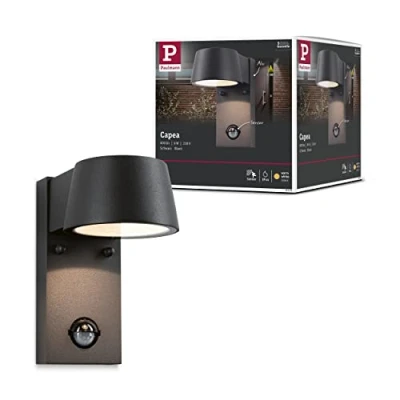 Image of Paulmann 94453 Capea LED outdoor luminaire wall with motion sensor IP44 incl. 1x6W black lamp aluminium garden 3000K