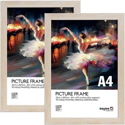 Image of Inspire By Hampton OSLO A4 (21x30cm) Natural Wood Effect Picture Photo Frame Plexi (Non Glass) 2 Pack IBHOSLA4NG PK2