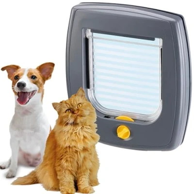 Image of Ferplast SWING 3 Universal Cat Flap for Dogs and Cats 2 Selectable Closing Modes Magnetic Anti Oscillation Transparent Door Grey