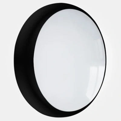 Image of LED 2D Matte Black Bulkhead 18W Round IP65 CCT Selectable Tri Colour Ceiling &amp; Wall Light in Standard, Microwave Sensor, Emergency Sensor + (Standard)