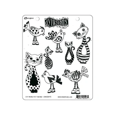 Image of Ranger Dylusions Cat Among The Pigeons Stamp, Multi Colour