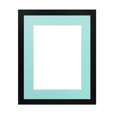 Image of FRAMES BY POST 0.75 Inch Black Picture Photo Frame With Blue Mount 10 x 8 Image Size 6 Plastic Glass