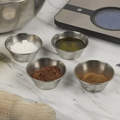 Image of URBNLIVING Set of 24 Small 50ml Bowls Made Stainless Steel Stackable Metal Serving Ramekins Snack Sauce Pots, Condiment Bowls, Dip Dishes