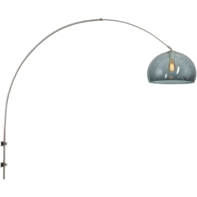 Image of Sparkled Light Dome Wall Brushed Steel, Shade Of Smoked Glass