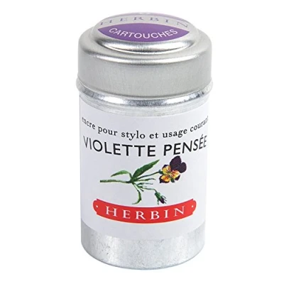 Image of Herbin Writing Ink Cartridges Violette Pensée, Pot of 6