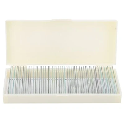 Image of Specimen Slide,50Pcs Microbial Slices Prepared Microscope Glass Slides with Storage Box