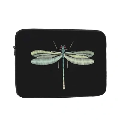 Image of Dragonfly Black Printed Laptop Sleeve For 12 Inch Laptop, Shockproof Oxford Fabric Protective Case Bag